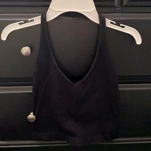 seamless ribbed halter crop top